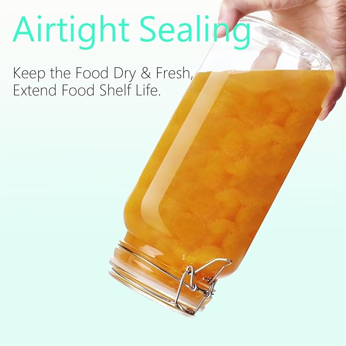 Clear Food Storage Jars 78oz Square, Airtight Glass Canister - Image 6