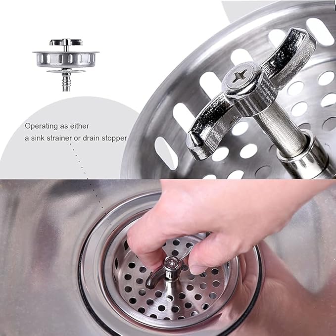 304 Stainless Steel Kitchen Sink Twist Lock Basket Drain Assembly W/Brass - Image 7