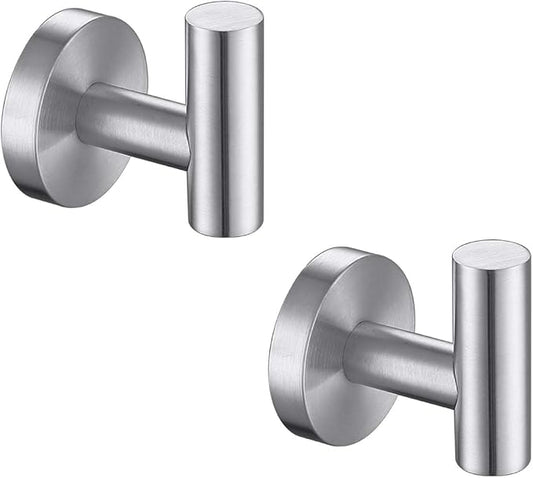 TASTOS Bathroom Towel Hooks Brushed Nickel, 2 Pack Stainless Steel Robe Coat by TASTOS