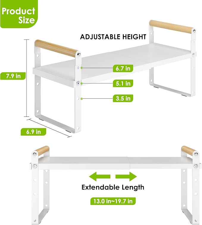 DOLALIKE Expandable kitchen Countertop Organizer, Stackable Cabinet Shelf - Image 4