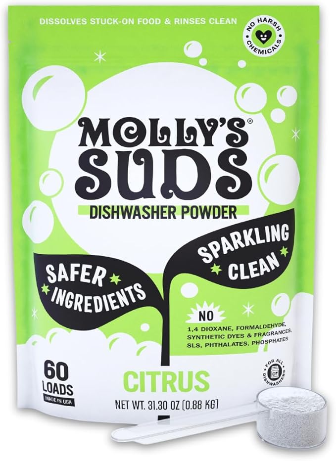 Molly's Suds Dishwasher Powder | Clean Dishwasher Detergent, Cuts Grease & by MollysSuds
