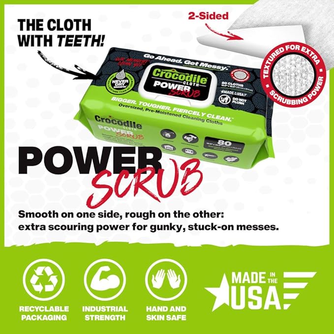 Crocodile Cloth PowerSCRUB Cleaning Wipes – 480 Count Dual-Surface Cloths - Image 4