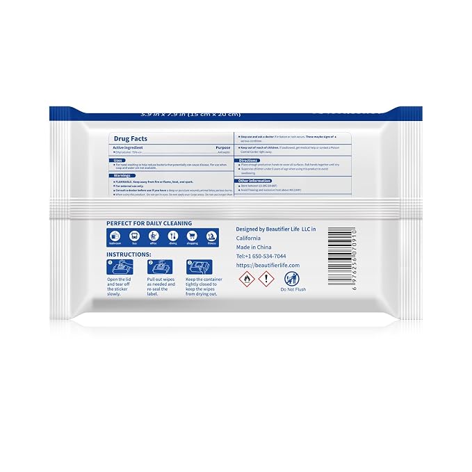 75% Alcohol Unscented Sanitizer Wipes, Moisturizing Hand Sanitizing Wet Wipes - Image 2