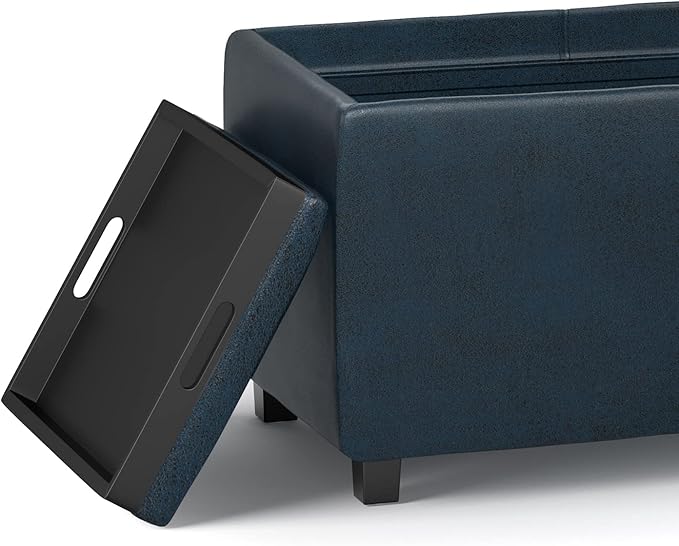 SIMPLIHOME Avalon 42 inch Wide Contemporary Rectangle Storage Ottoman in - Image 8