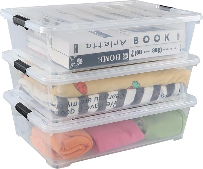 Kiddream 3-Pack 50 Quart Plastic Underbed Storage Bins - Image 2