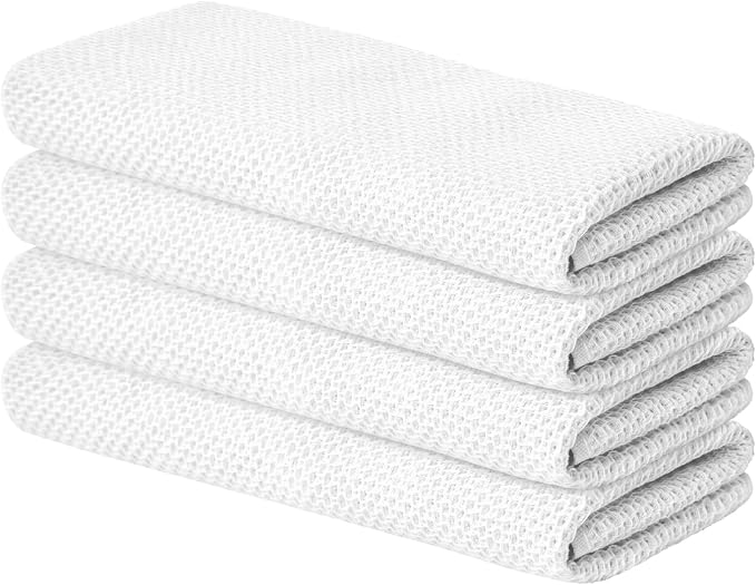 Artoid Mode 100% Cotton White Waffle Weave Kitchen Dish Cloths, 13x28 Inch by ArtoidMode