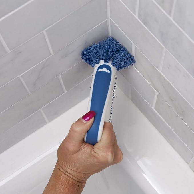 Unger 2-in-1 Grout and Corner Scrubber Brush Tool, Crevice Bathroom Cleaning - Image 3