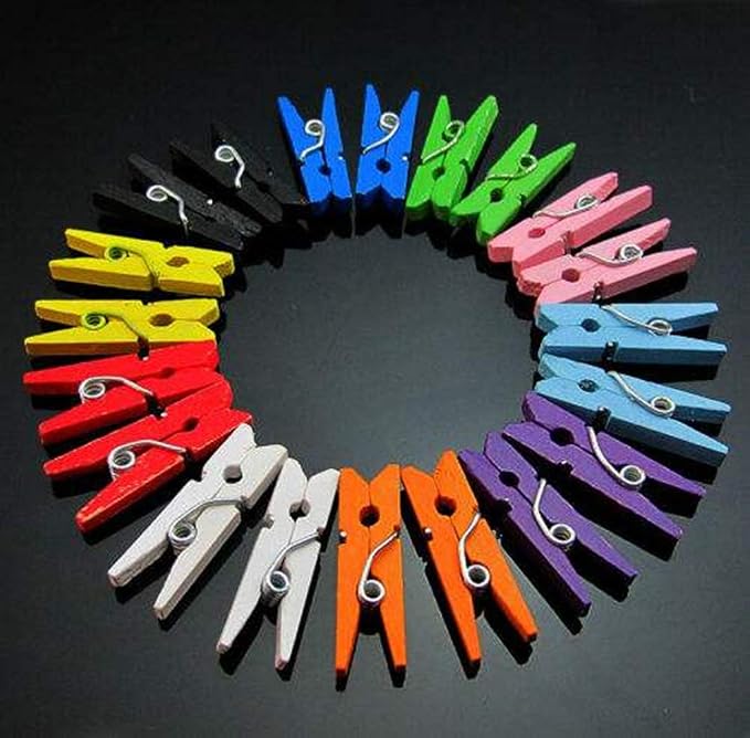 DurReus Tiny Clothes Pins Colorful Hang Up Photographs Drawings Party Clips - Image 6