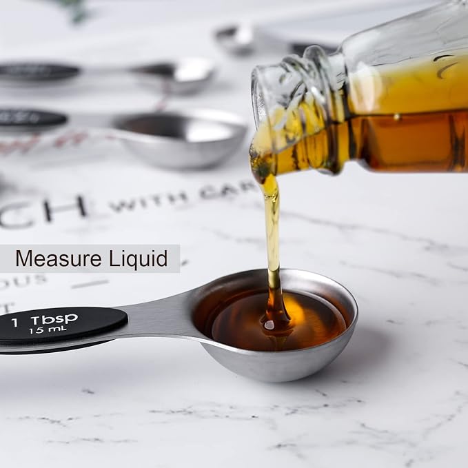 Magnetic Measuring Spoons Set Stainless Steel Dual Sided Stackable Teaspoon - Image 3