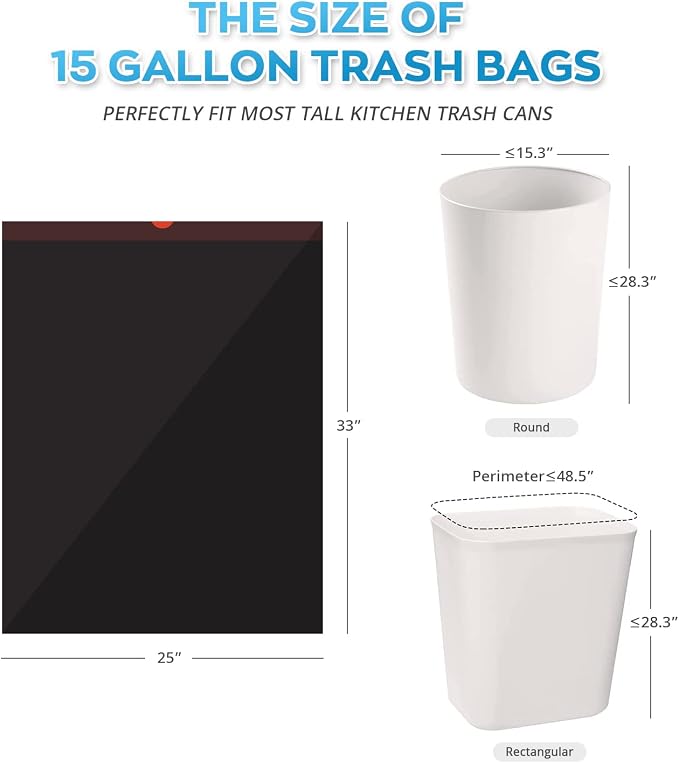 Ultra Strong 15 Gallon Drawstring Trash Bags Large Heavy Duty Thicken Plastic - Image 3