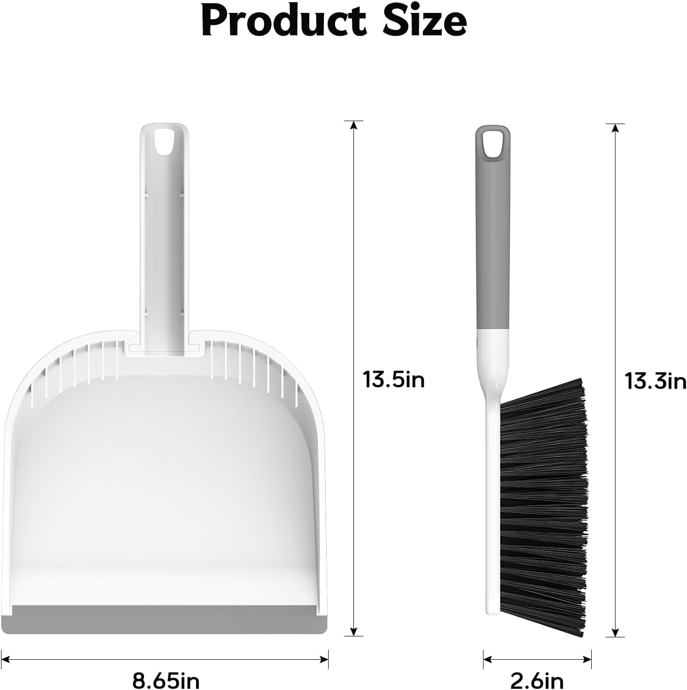 SetSail Small Dustpan and Brush Set, Nesting Snap-On Handheld Broom and Dust Pan with Teeth Portable Broom and Dustpan Set Suitable for Desktop, Pets Care, Sofa, Camping, White