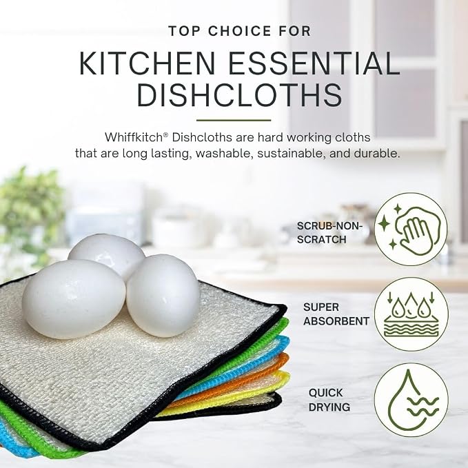 Whiffkitch Dishcloths Dishrags for Kitchen and Household Cleaning 6x7 6-Pack - Image 2