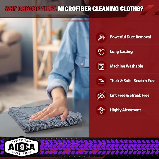 AIDEA Microfiber Cleaning Cloth Grey 20PK, Micro Fiber Cloth - Image 3