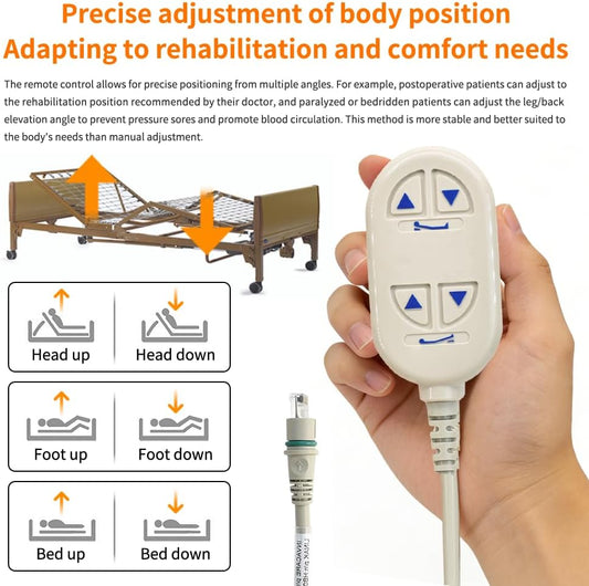 1115288 Bed Remote Controller for Invacare 5310IVC Semi Electric Homecare Bed, Replacement for Invacare 5310IVC Full Electric Homecare, Inclusion 6 Way 10-Pin Phone Style Connector, 2 Years Warranty