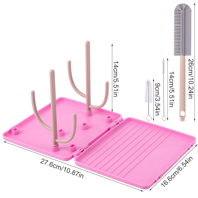 Baby Bottle Drying Rack -Travel Baby Bottle Drying Rack Set, Cleaner Kit - Image 2