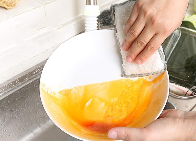 JEBBLAS Bamboo Natural Kitchen Sponges Dish Sponge Cleaning Sponge Heavy Duty - Image 9