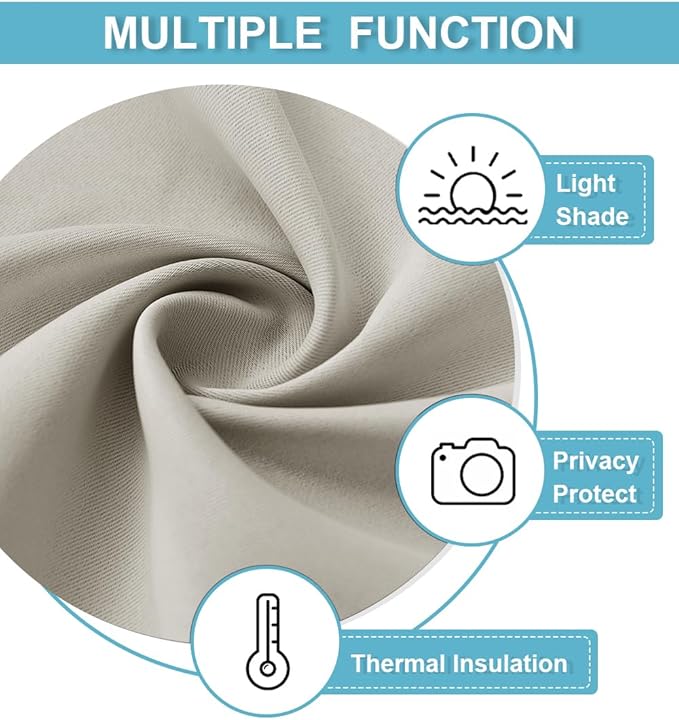 RYB HOME Blackout Short Cafe Curtains, Privacy Light Block Small Window Curtains - Image 3