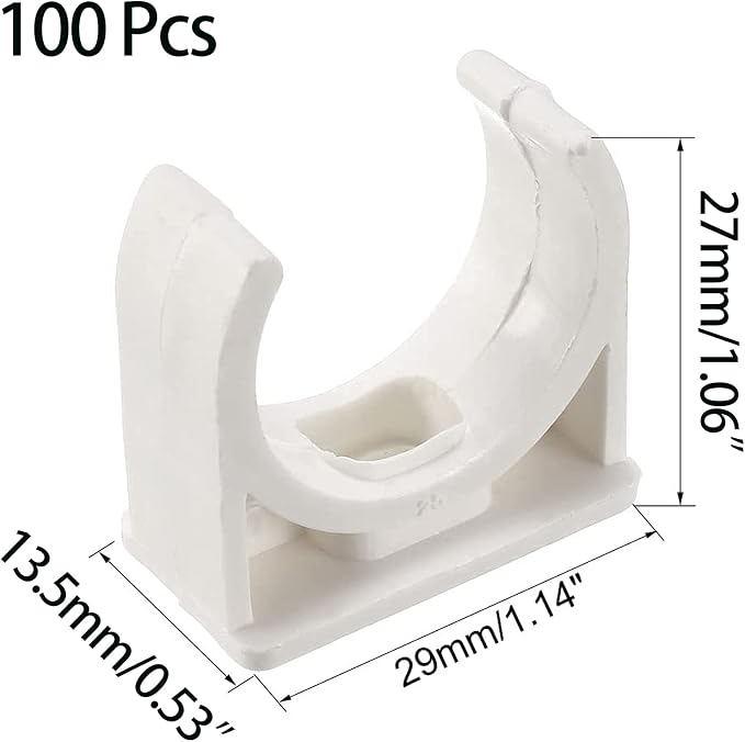 BVO 100 Pcs U-Shaped PVC Water 25mm Pipe Clamps, Suitable - Image 2