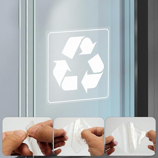 10 Pack Recycle and Trash Clear Stickers 3×3 Inches Vinyl Transparent - Image 2