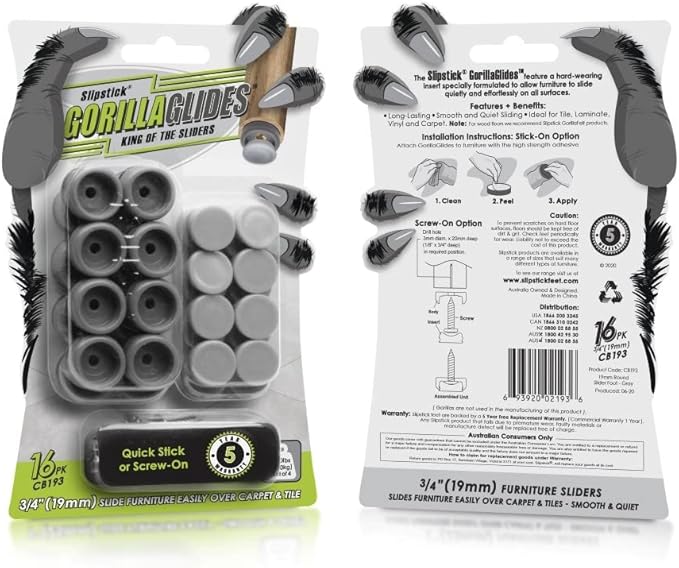 GorillaGlides CB193 3/4 Inch Chair Glides/Furniture Feet Floor Protectors - Image 2