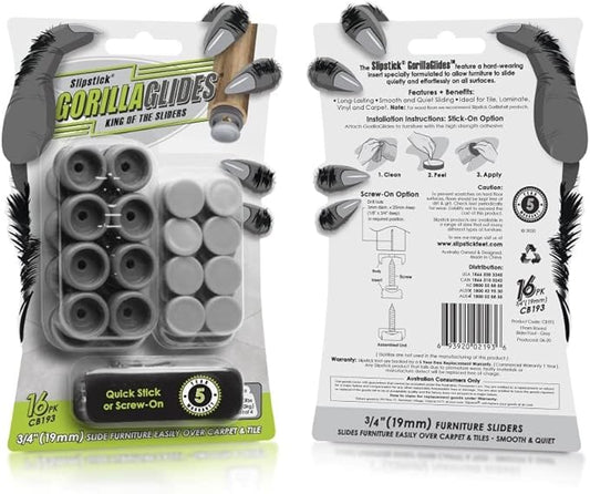 GorillaGlides CB193 3/4 Inch Chair Glides/Furniture Feet Floor Protectors - Image 2