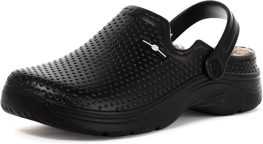 Womens Mens Fur Lined Clogs Waterproof Garden Shoes Winter Warm Fleece Lining by Gaatpot