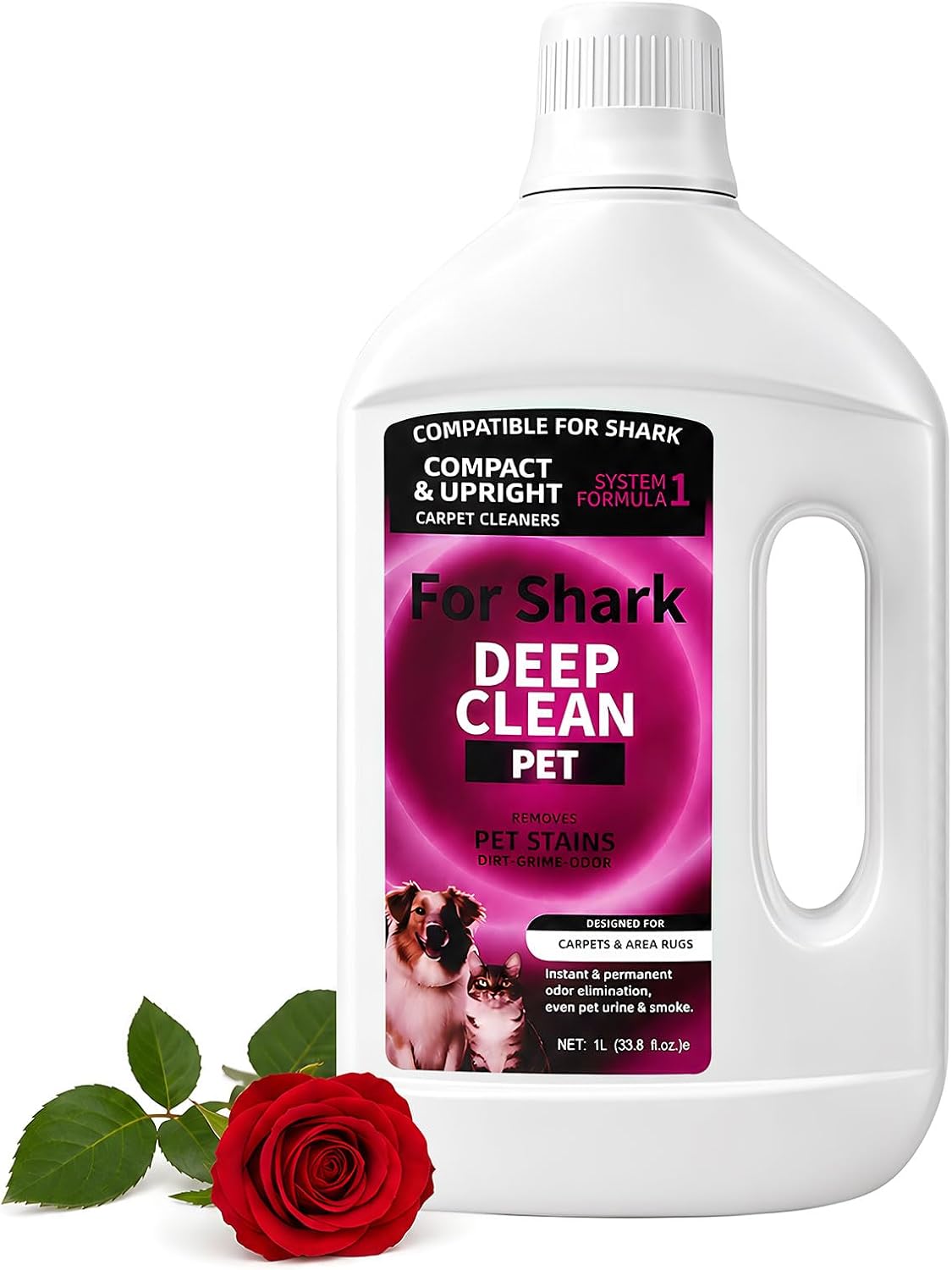 Carpet Cleaner Solution for Shark CarpetXpert, StainStriker Carpet Cleaner | for Shark EX151/EX201/EX304 and PX201/PX251/PX202BRN/PX221BRN Carpet Cleaner, Deep Clean Carpets, 1L, 33.81 Fl Oz, Rose Scent
