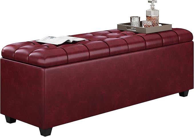 38 Inches long Wine red Ottoman Bench - Image 9