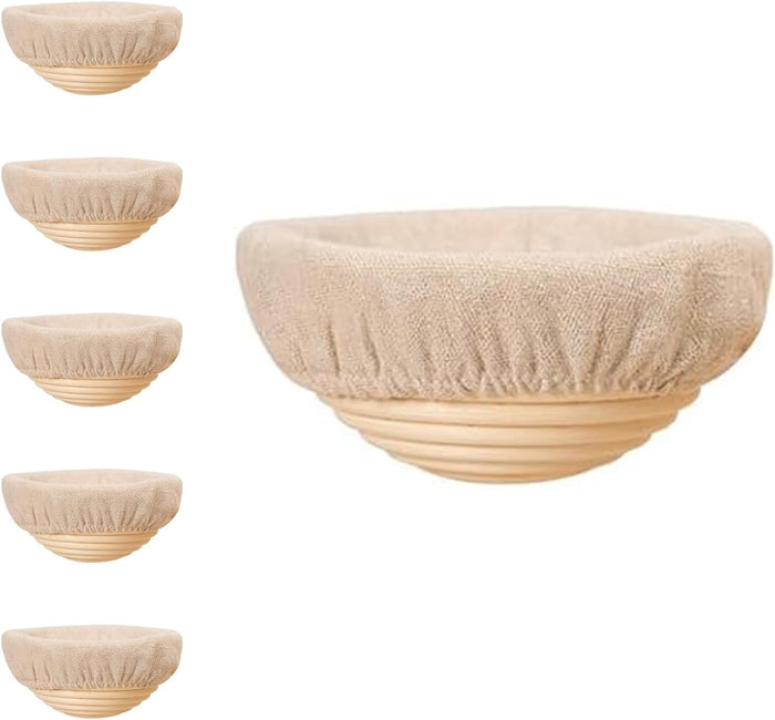 6 Pcs 6 Inch Round Banneton Bread Proofing Basket with Liner Small Banneton Bread Proofing Basket Bread Rising Bowl for Sourdough Bread Baking Making