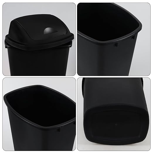 13 Gallon Swing Top Lid Garbage Cans, Large Plastic Kitchen Trash Can Set of 4 - Image 3