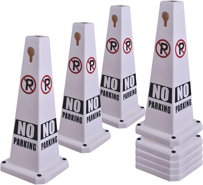 8-Pack 26.5" Caution Cones, 4-Sided Visible Safety Signs by OranclUS