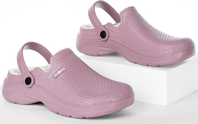 Womens Mens Fur Lined Clogs Waterproof Garden Shoes Winter Warm Fleece Lining - Image 6