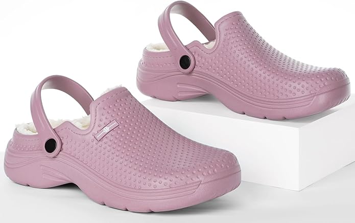 Womens Mens Fur Lined Clogs Waterproof Garden Shoes Winter Warm Fleece Lining - Image 6
