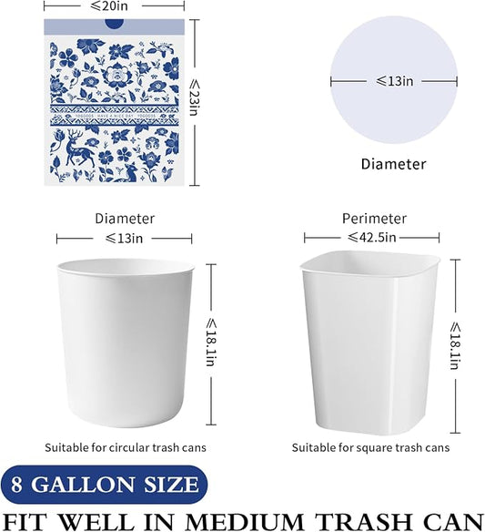 VOK 8 Gallon Trash Bags Drawstring, Printed Medium Garbage Bags - Image 2