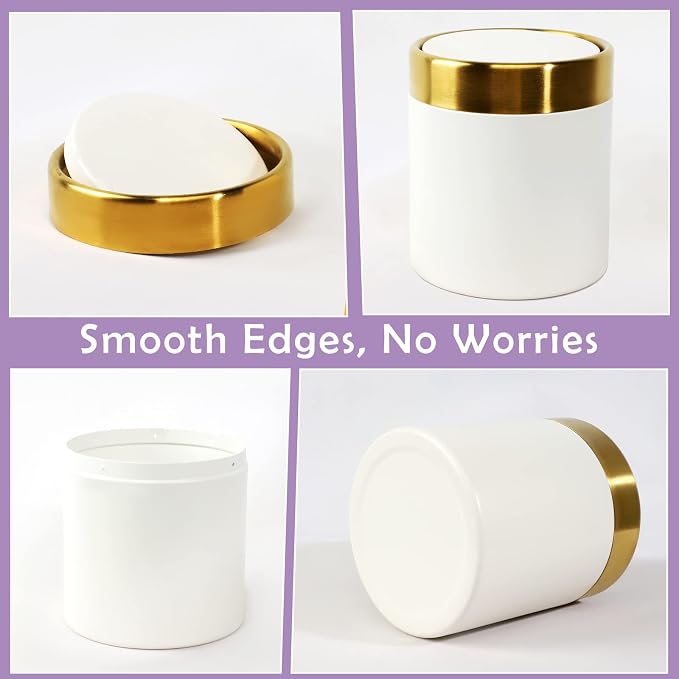 Mini Trash Can with Lid, Metal Small Tiny Mini Trash Bin Can, Mini Countertop - Image 4