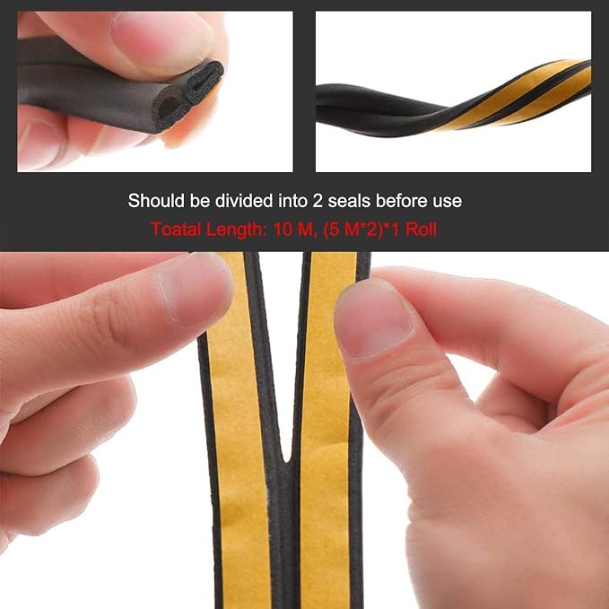 Weather Stripping Seal Strip Tape, Doors Windows Frame Self Adhesive D Type - Image 3