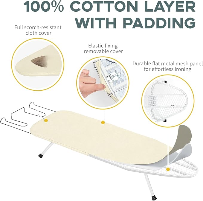 Metal Small Ironing Board Tabletop 31x12, RAINHOL Countertop Mini Iron Board - Image 2