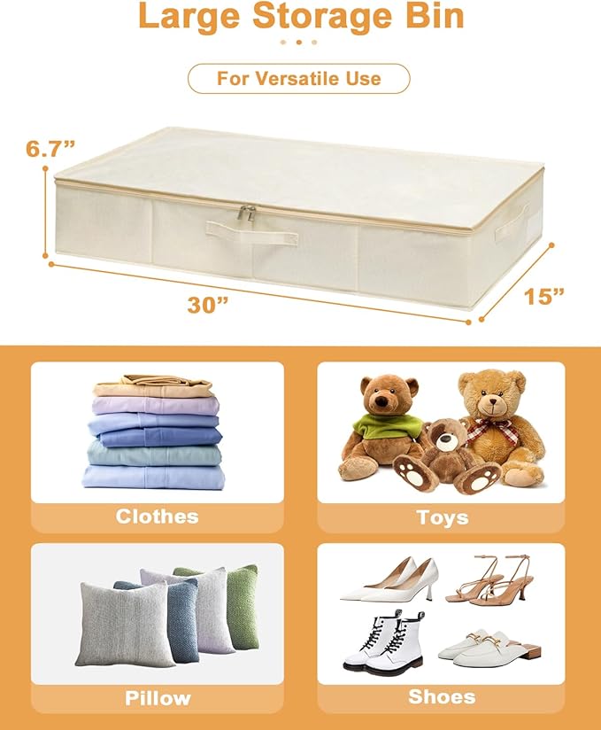 Under Bed Storage, 2 Pack Clothing Storage Bags W/Upgraded Handles, Large - Image 5