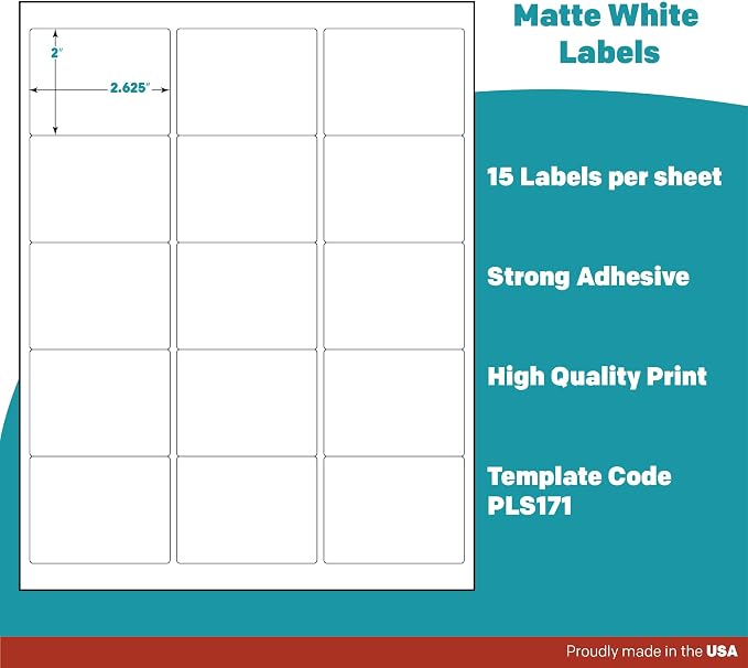 Premium Label Supply White Sticker Labels – 2.625" x 2" – Laser/Inkjet - Image 4
