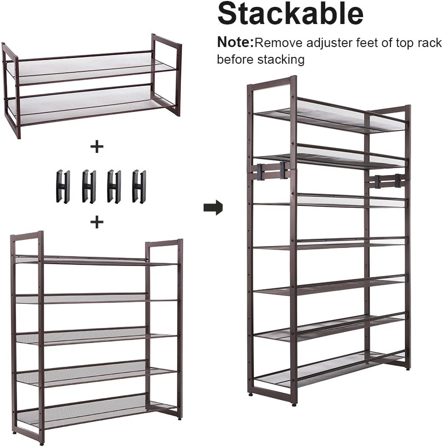 SONGMICS Metal Shoe Rack, 5-Tier Shoe Orgainzer, Holds 20-25 Pairs