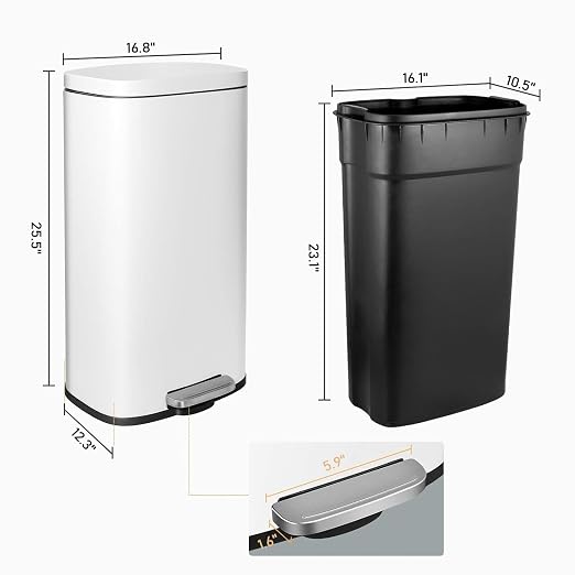 AthLike Trash Can, Stainless Steel Kitchen Garbage Can, Step Waste Bin - Image 8