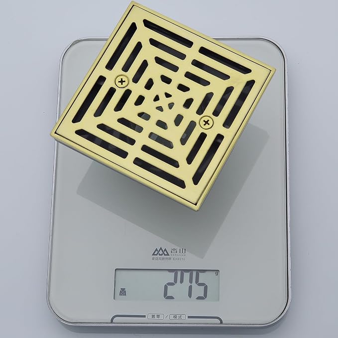 RANDOM Brushed Gold Shower Drain 4 inch Square Shower Drain - Image 8