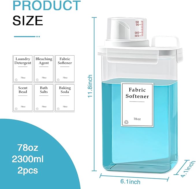 2 Pack Laundry Detergent Dispenser, 78oz Detergent Dispenser, Refluxable - Image 4