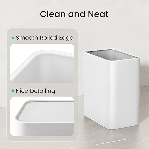 Cesun Small Bathroom Trash Can 2.1 Gallon Wastebasket, Modern Metal Garbage Can - Image 5