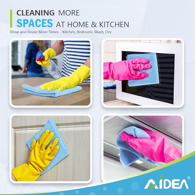 AIDEA Blue Microfiber Cleaning Cloth 24PK, Soft Absorbent Cleaning Rags - Image 7