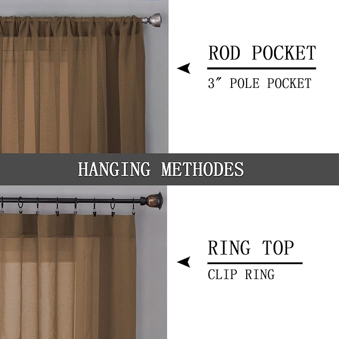 Tollpiz Sheer Curtains Linen Textured Bedroom Curtain Sheers Light Filtering - Image 5