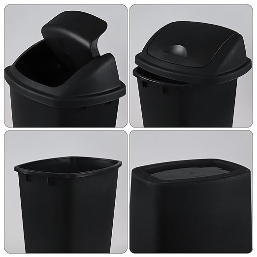10 Gallon Black Swing Top Trash Cans - Image 3