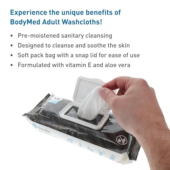 BodyMed Adult Disposable Incontinence Wipes, 48 Wipes/Pack - Image 6