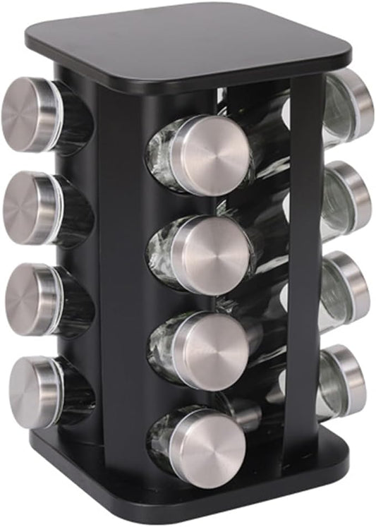 Spice Rack, Rotating Countertop Spice Rack Organizer, 16 Jars, Stainless Steel by Unknown