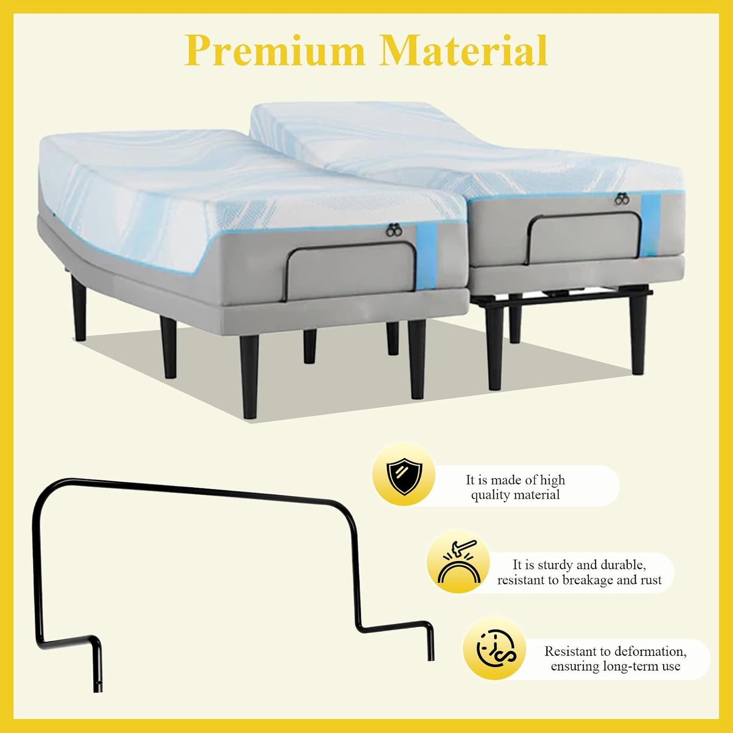1 Pc 19" Across Mattress Retainer Bar 63003441, Fits for Tempur-Pedic Ergo, for Fixing the Mattress, Can not be Used for Lifting the Adjustable Bed, Prevent Mattress from Slipping, Foot Retainer Bars